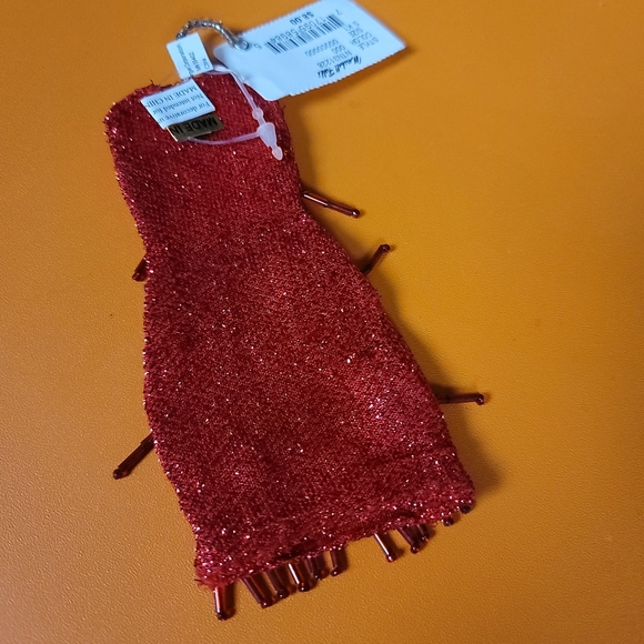 Marshall Fields vintage NWT red flapper dress Christmas ornament beaded - Picture 3 of 6